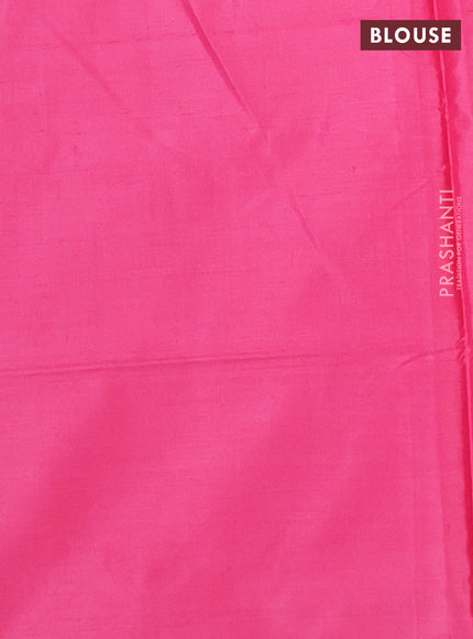 Banana pith saree light green and pink with thread woven buttas in borderless style