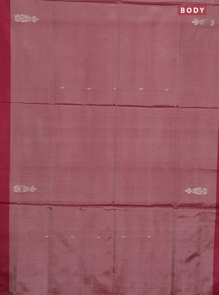 Banana pith saree pastel maroon and dark pink with thread woven buttas and contrast border