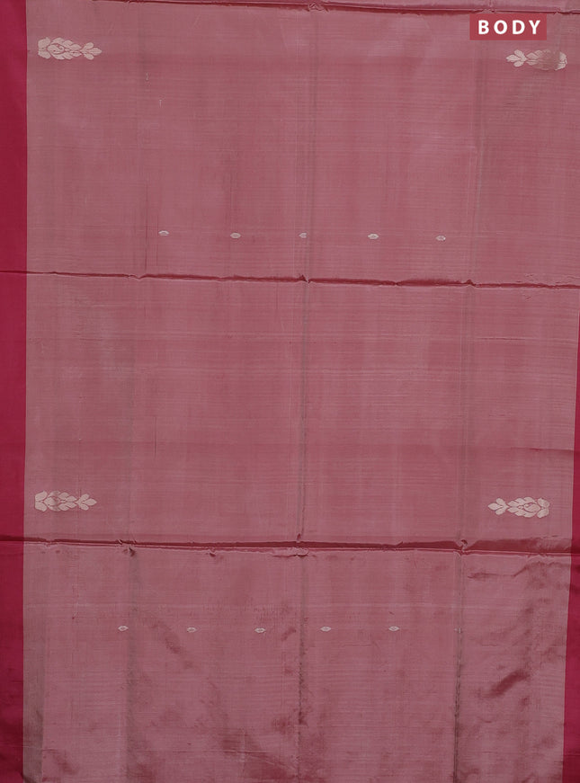 Banana pith saree pastel maroon and dark pink with thread woven buttas and contrast border