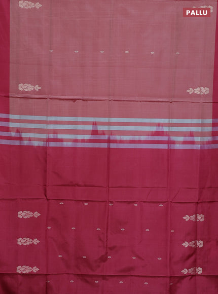 Banana pith saree pastel maroon and dark pink with thread woven buttas and contrast border