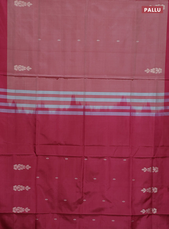 Banana pith saree pastel maroon and dark pink with thread woven buttas and contrast border