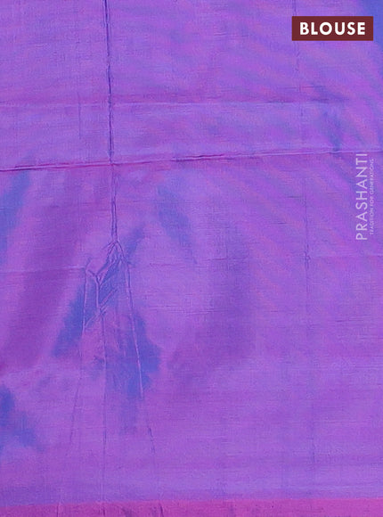 Banana pith saree light green and dual shade of purple with thread woven buttas in borderless style