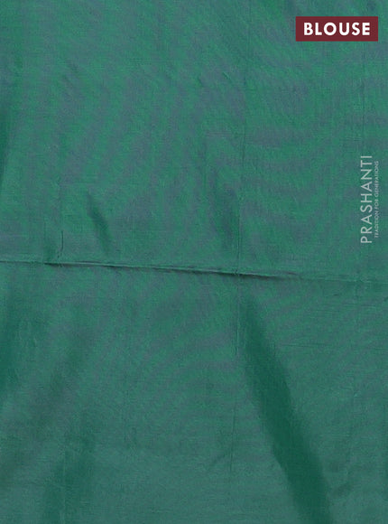 Banana pith saree dual shade of mango yellow and dark green with thread woven buttas in borderless style