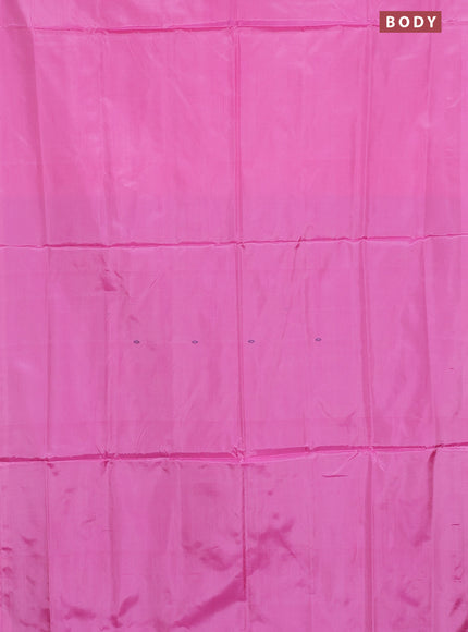 Banana pith saree light pink and rust shade with thread woven buttas in borderless style