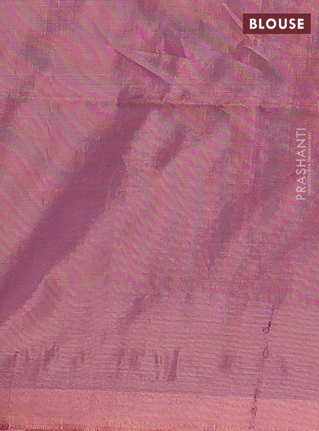 Banana pith saree light pink and rust shade with thread woven buttas in borderless style