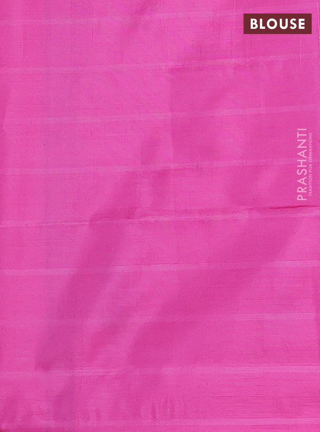 Banana pith saree black and pink with allover checked pattern and piping border