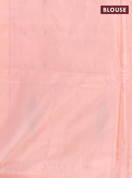 Banana pith saree pink and pale orange with thread woven buttas in borderless style