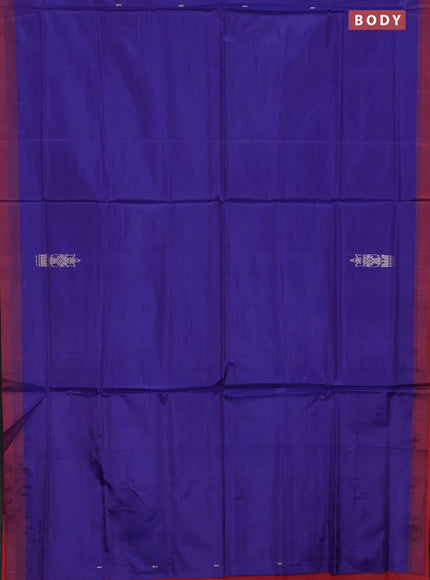 Banana pith saree violet and red with thread woven buttas and contrast border