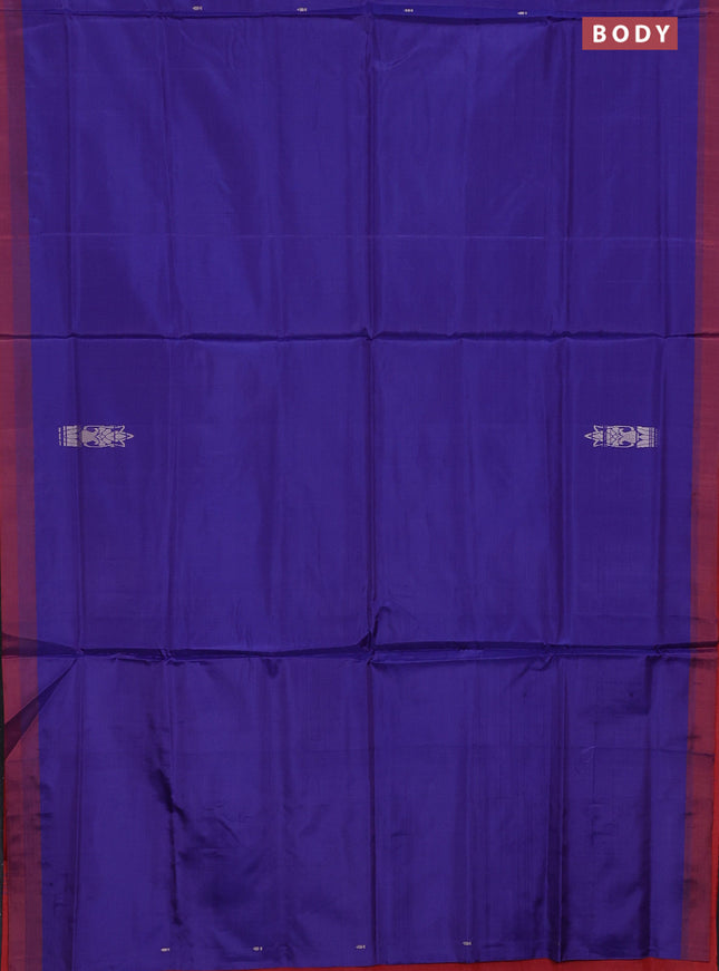 Banana pith saree violet and red with thread woven buttas and contrast border