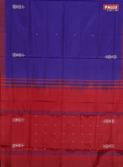Banana pith saree violet and red with thread woven buttas and contrast border
