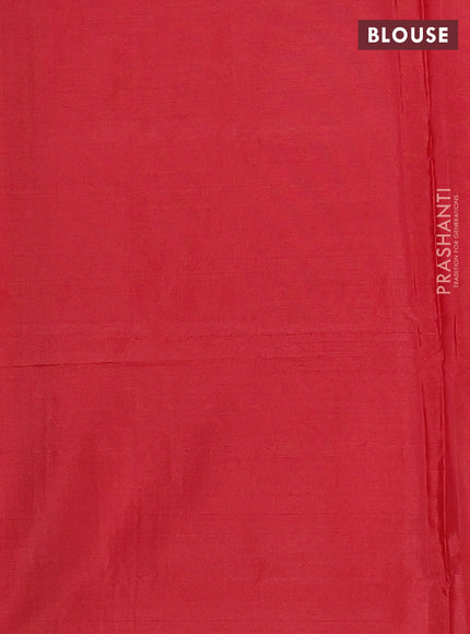 Banana pith saree violet and red with thread woven buttas and contrast border
