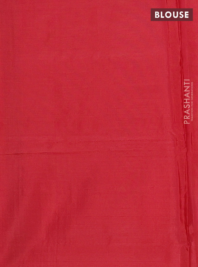 Banana pith saree violet and red with thread woven buttas and contrast border