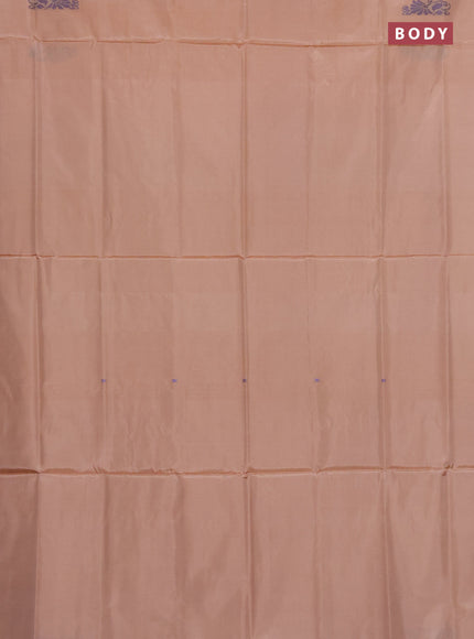 Banana pith saree sandal and black with thread woven buttas in borderless style