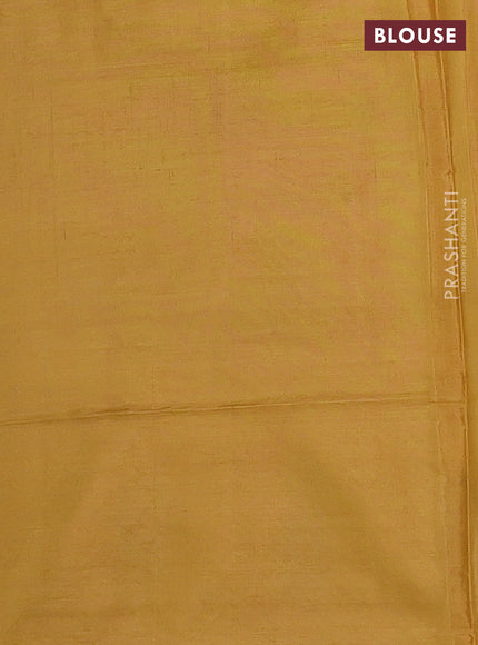 Banana pith saree teal blue and dark mustard with thread woven buttas in borderless style