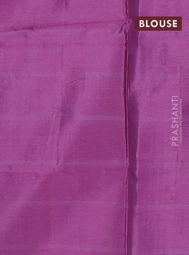 Banana pith saree blue and magenta pink with allover checked pattern and piping border