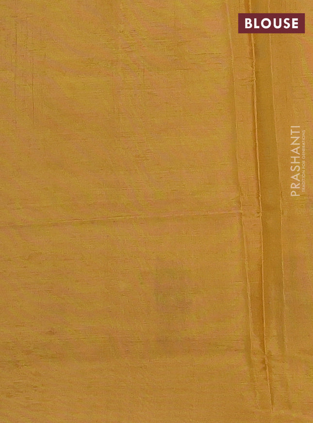 Banana pith saree teal blue and dark mustard with thread woven buttas in borderless style