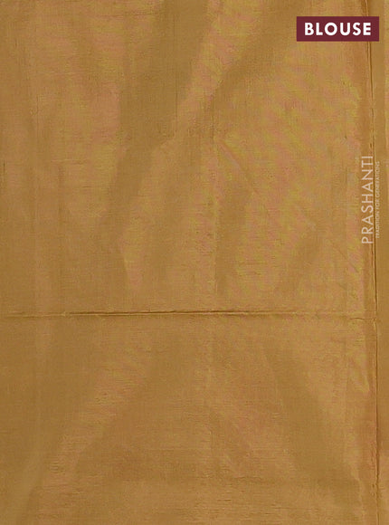 Banana pith saree blue and dark mustard with thread woven buttas in borderless style