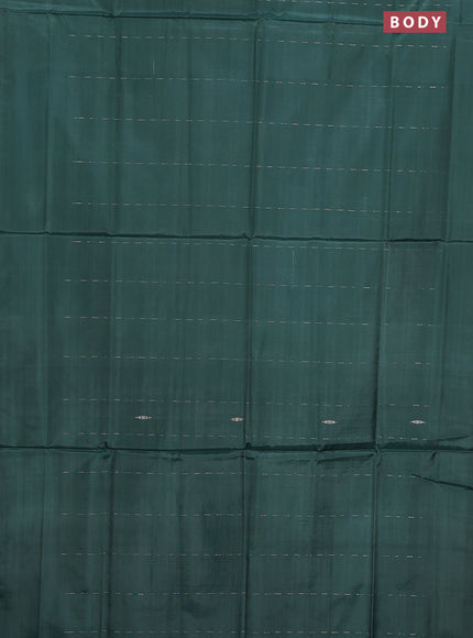 Banana pith saree dark green and light green with allover thread woven butta weaves in borderless style