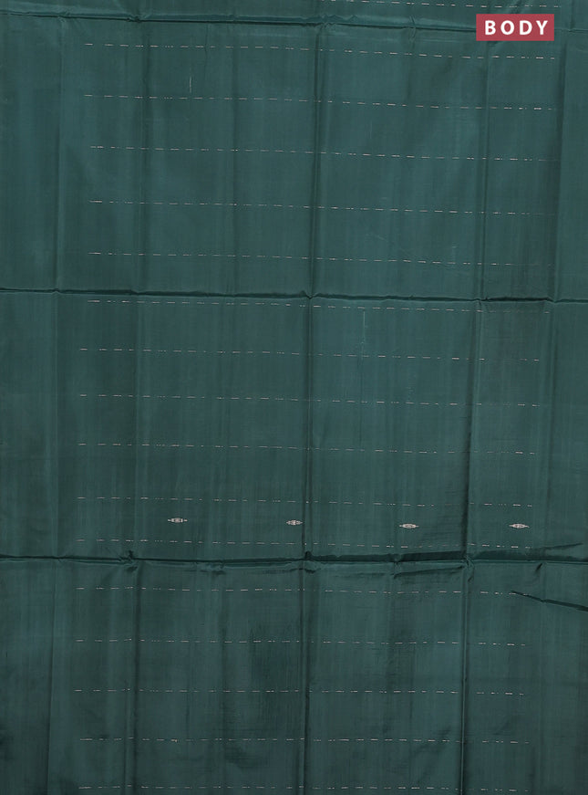 Banana pith saree dark green and light green with allover thread woven butta weaves in borderless style