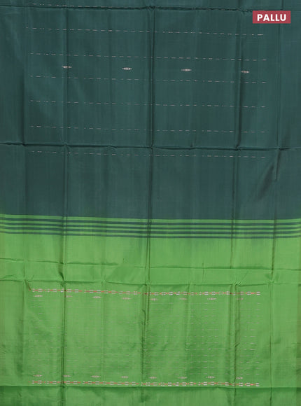 Banana pith saree dark green and light green with allover thread woven butta weaves in borderless style