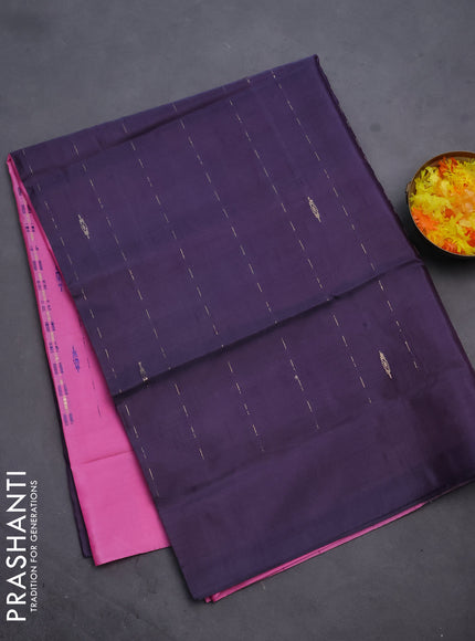 Banana pith saree wine shade and light pink with allover thread woven butta weaves in borderless style