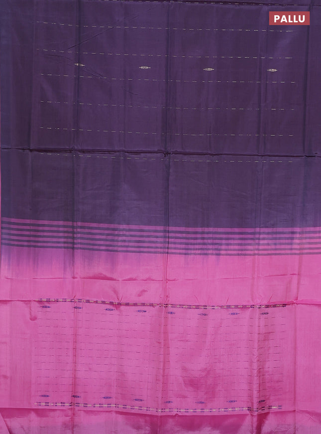 Banana pith saree wine shade and light pink with allover thread woven butta weaves in borderless style