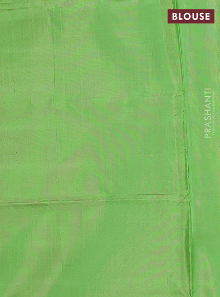Banana pith saree blue and light green with allover thread woven butta weaves in borderless style
