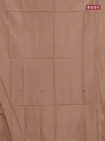 Banana pith saree sandal and wine shade with allover thread woven butta weaves in borderless style