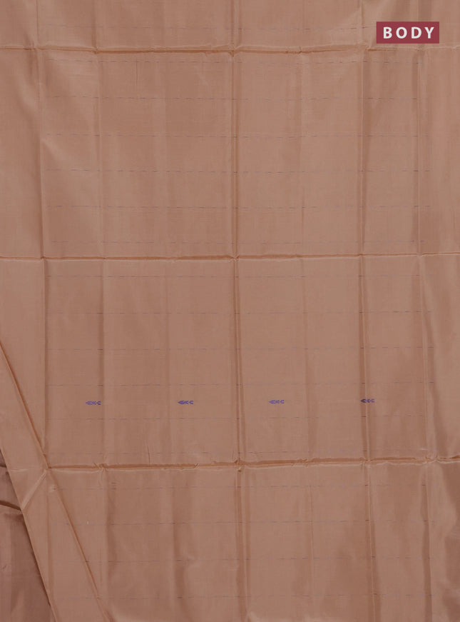 Banana pith saree sandal and wine shade with allover thread woven butta weaves in borderless style