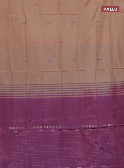 Banana pith saree sandal and wine shade with allover thread woven butta weaves in borderless style