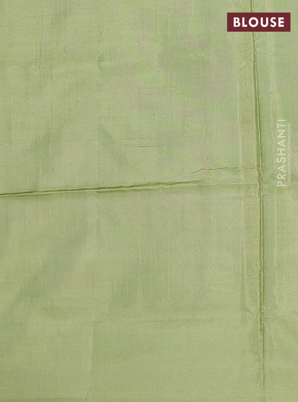 Banana pith saree cs blue and pista green with allover thread woven butta weaves in borderless style