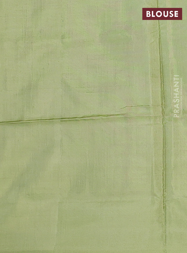 Banana pith saree cs blue and pista green with allover thread woven butta weaves in borderless style