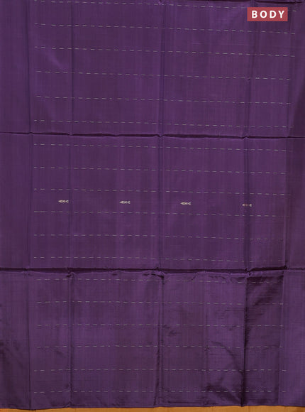 Banana pith saree wine shade and mango yellow with allover thread woven butta weaves in borderless style