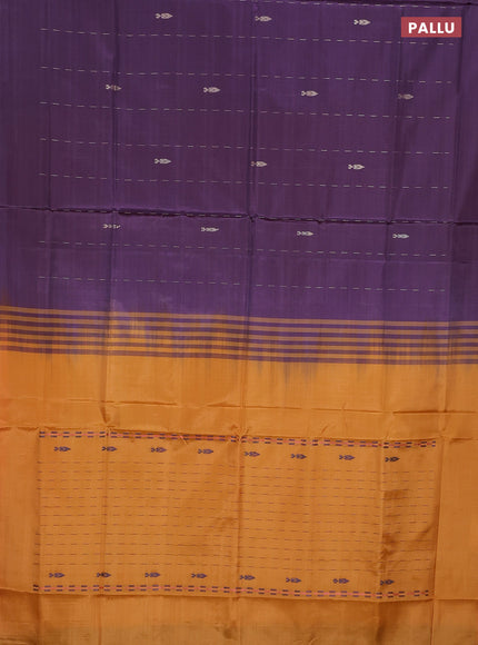 Banana pith saree wine shade and mango yellow with allover thread woven butta weaves in borderless style