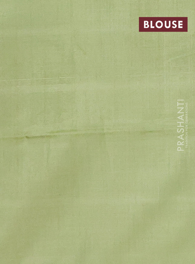 Banana pith saree cs blue and pista green with allover thread woven butta weaves in borderless style