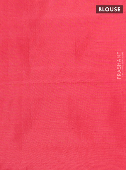 Banana pith saree grey and red with thread woven buttas in borderless style