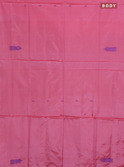 Banana pith saree light pink and coffee brown shade with thread woven buttas in borderless style