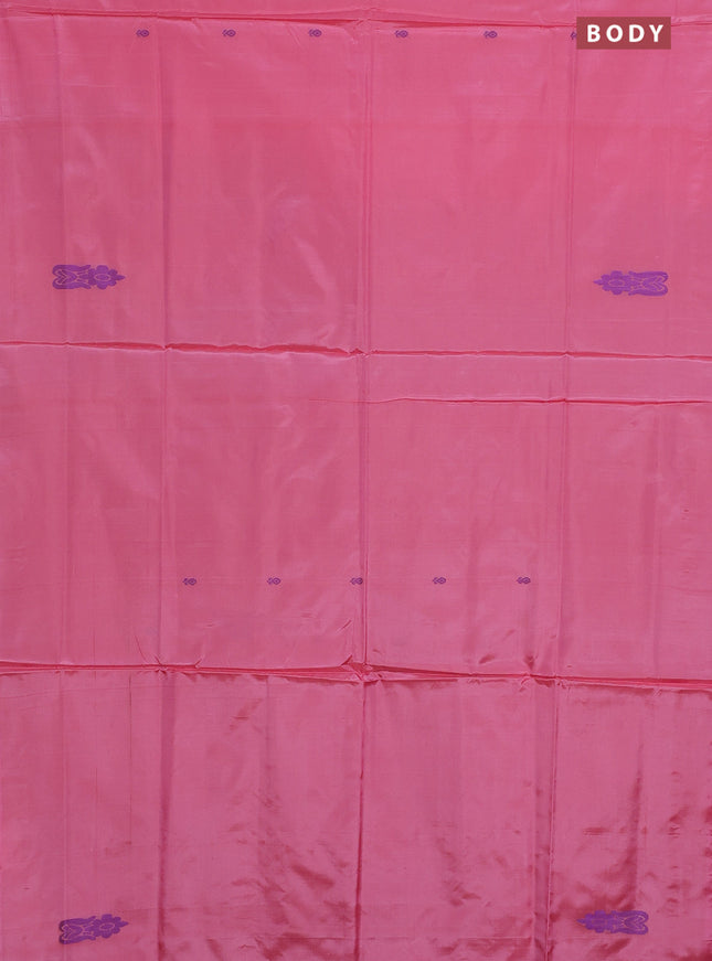 Banana pith saree light pink and coffee brown shade with thread woven buttas in borderless style