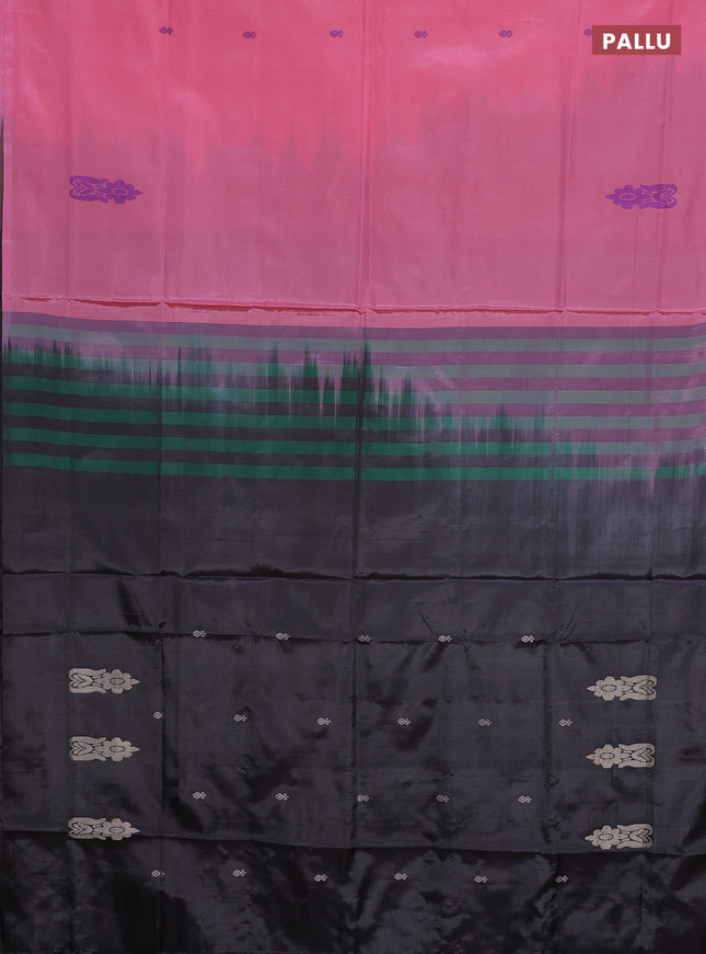 Banana pith saree light pink and coffee brown shade with thread woven buttas in borderless style