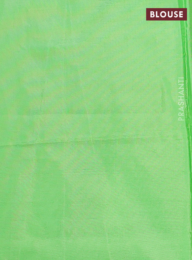 Banana pith saree lavender and light green with thread woven buttas in borderless style