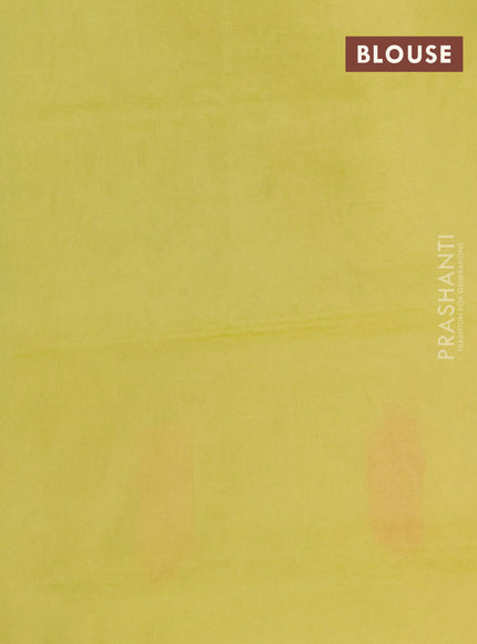 Banana pith saree teal blue and pale yellow with thread woven buttas in borderless style