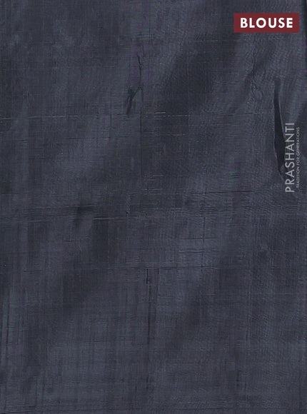 Banana pith saree sandal and black with thread woven buttas in borderless style