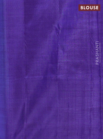 Banana pith saree light blue and violet with thread woven buttas in borderless style