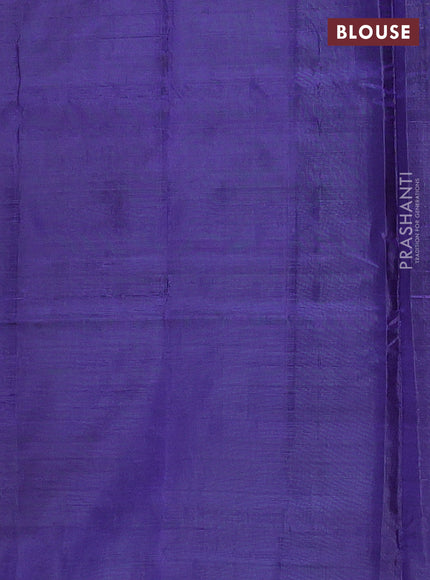 Banana pith saree green and blue with thread woven buttas in borderless style