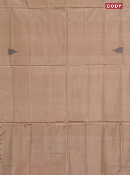 Banana pith saree sandal and dark magenta pink with thread woven buttas in borderless style