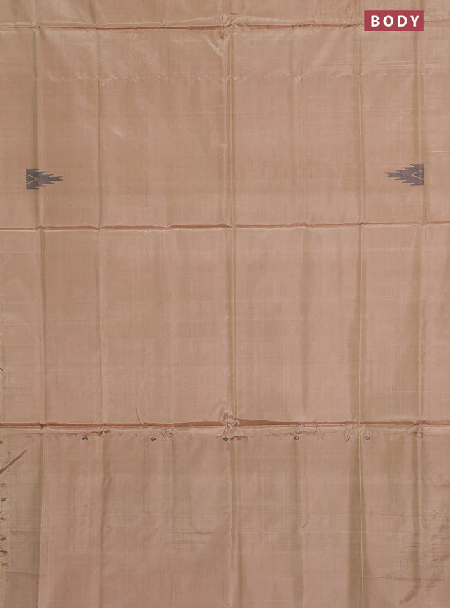 Banana pith saree sandal and dark magenta pink with thread woven buttas in borderless style