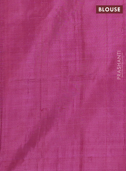 Banana pith saree sandal and dark magenta pink with thread woven buttas in borderless style