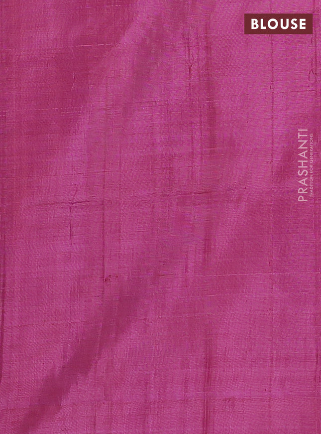 Banana pith saree sandal and dark magenta pink with thread woven buttas in borderless style
