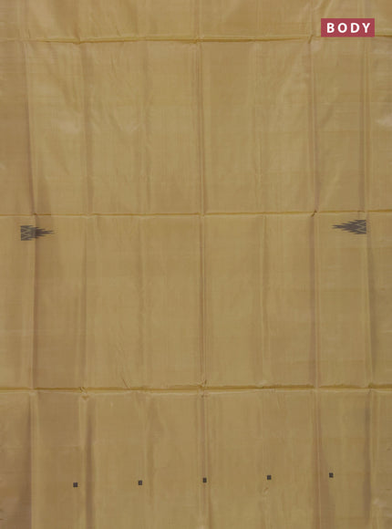 Banana pith saree sandal and teal green with thread woven buttas in borderless style