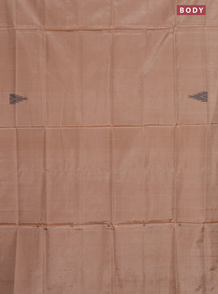 Banana pith saree sandal and elephant grey with thread woven buttas in borderless style